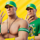 A cartoon version of John Cena is standing against a yellow backdrop.